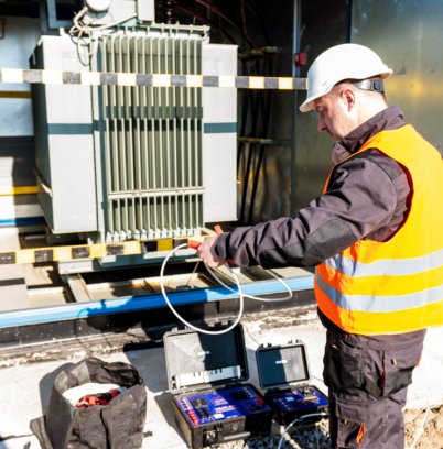 Execution of electrical measuring works on the power transformer.